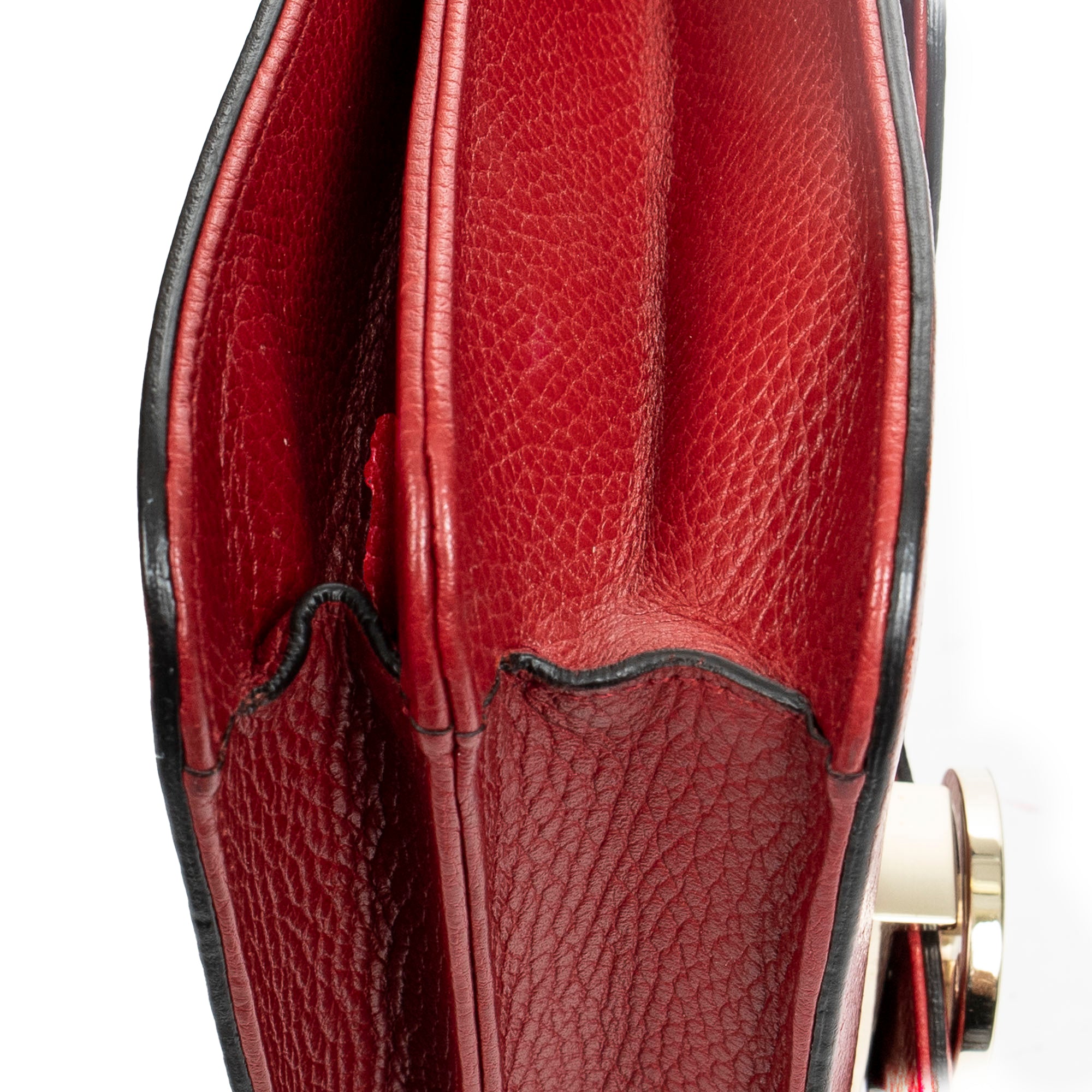 Shoulder Bag Medium Interlocking GG Chain Crossbody Red Grained Leather