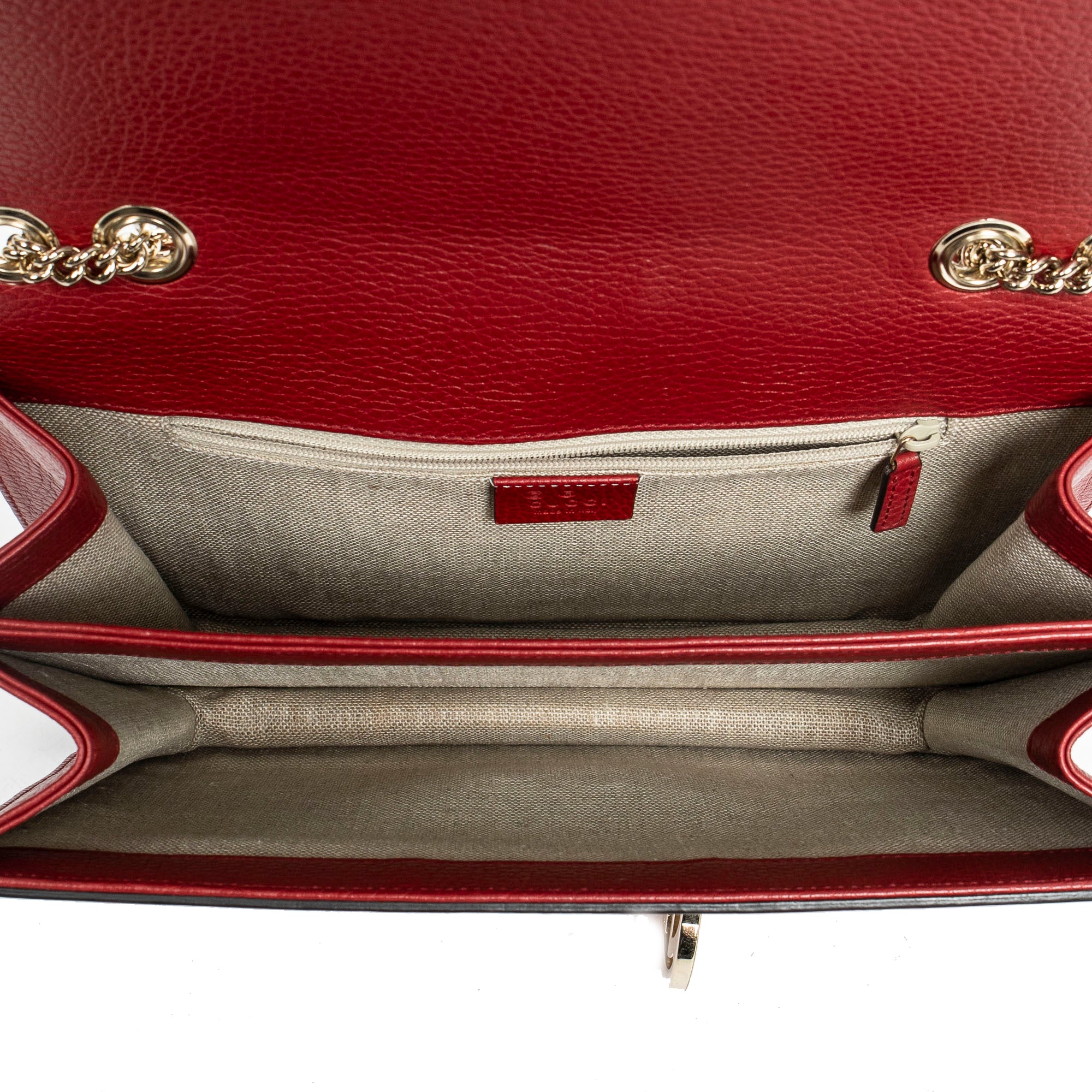 Shoulder Bag Medium Interlocking GG Chain Crossbody Red Grained Leather