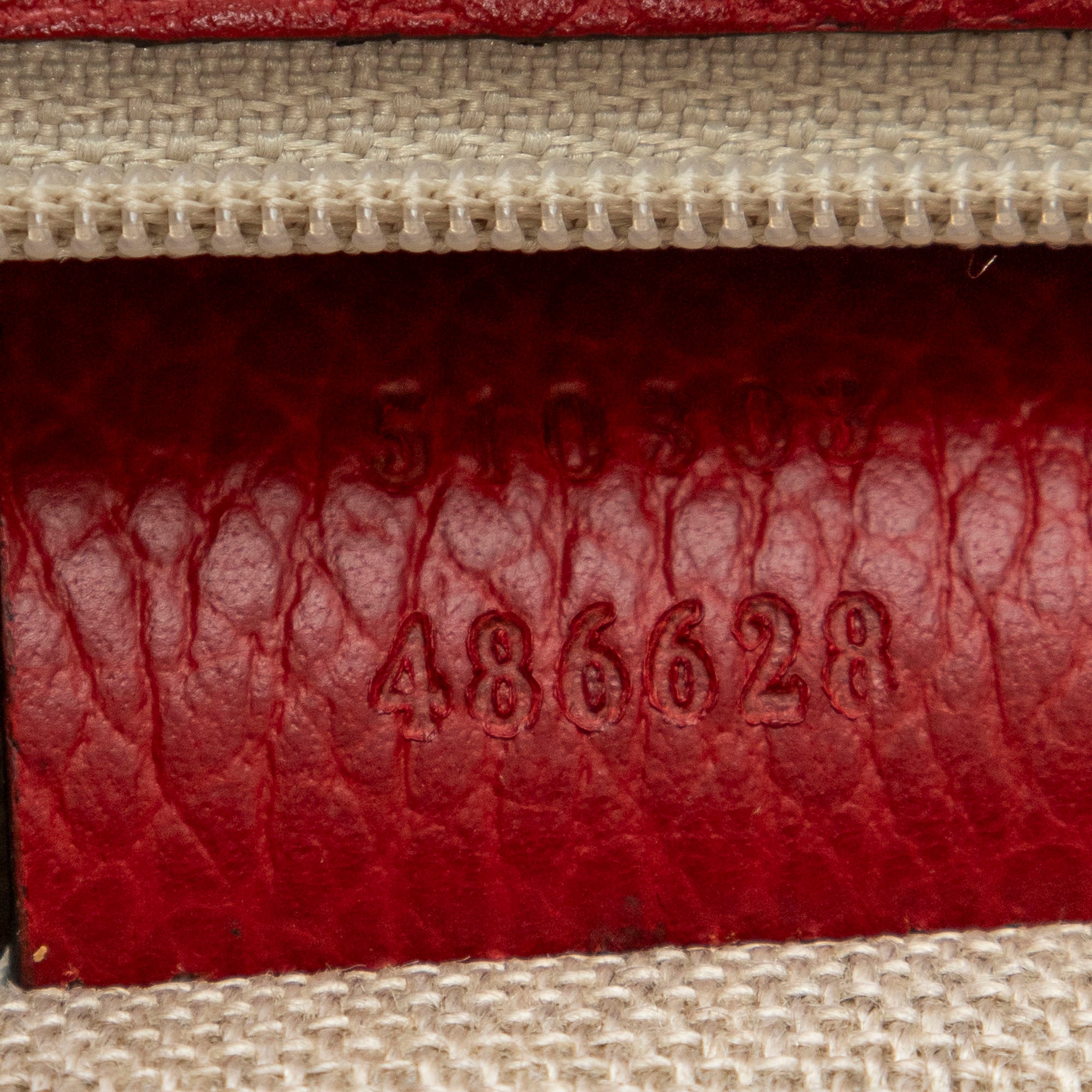 Shoulder Bag Medium Interlocking GG Chain Crossbody Red Grained Leather