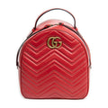 Shoulder Bag GG Marmont Backpack Red Quilted Chevron Calfskin Leather