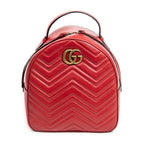 Shoulder Bag GG Marmont Backpack Red Quilted Chevron Calfskin Leather