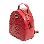 Shoulder Bag GG Marmont Backpack Red Quilted Chevron Calfskin Leather