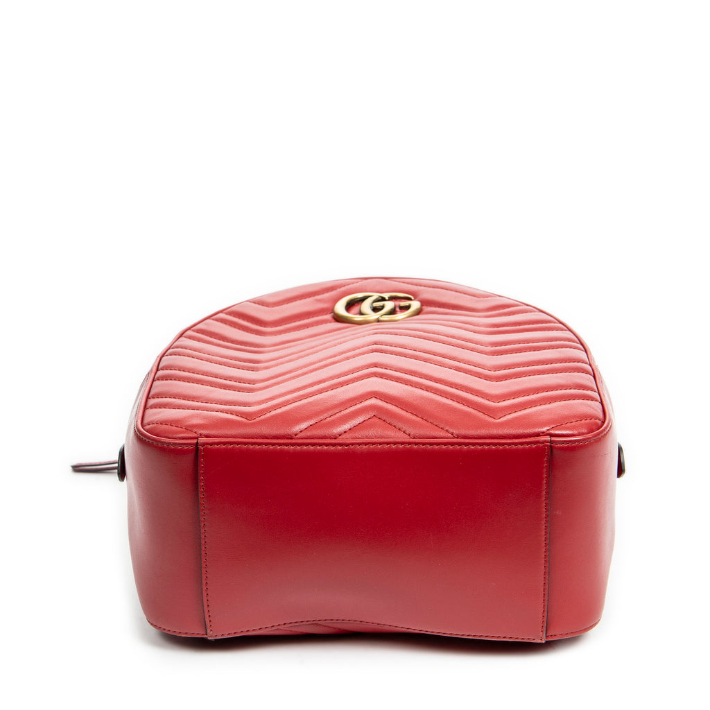 Shoulder Bag GG Marmont Backpack Red Quilted Chevron Calfskin Leather
