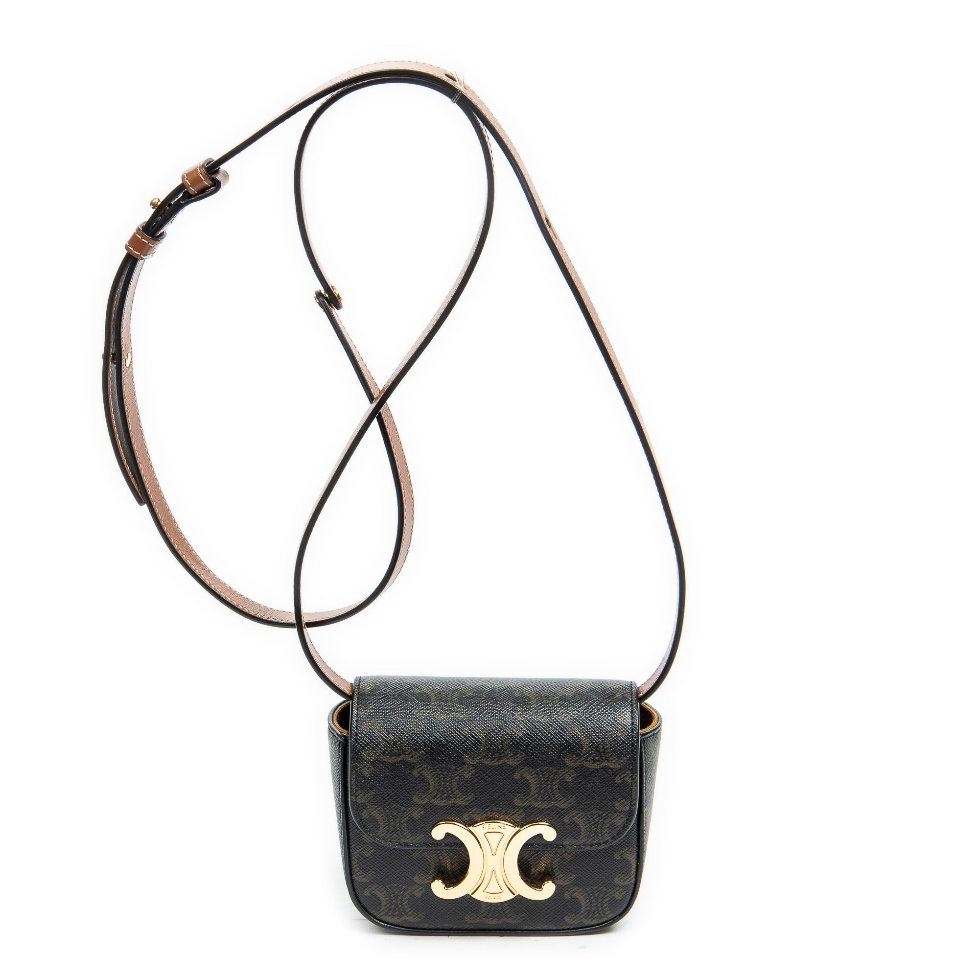 Bandolera Mini Triomphe Lona Revestida Triomphe Color Tan
