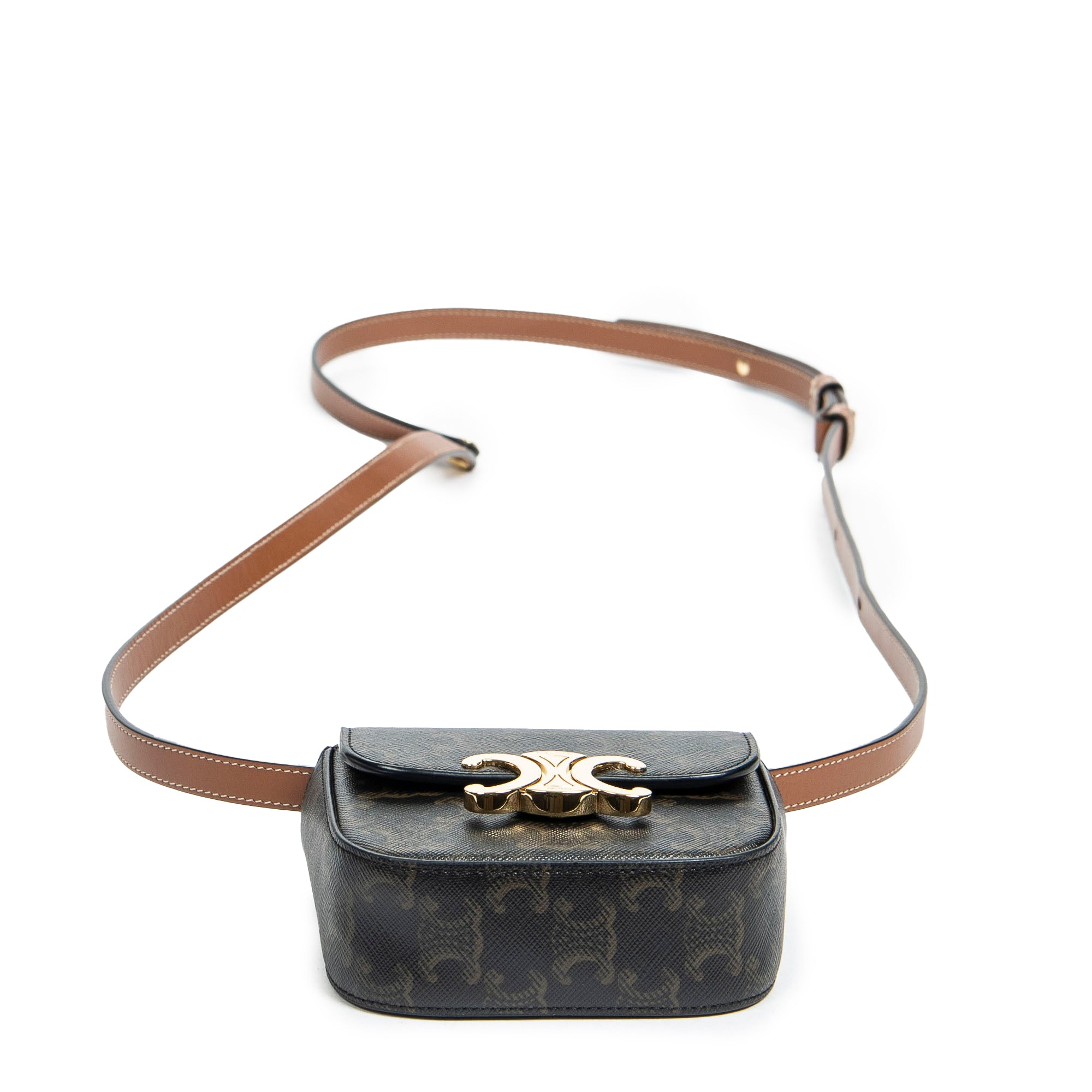 Bandolera Mini Triomphe Lona Revestida Triomphe Color Tan