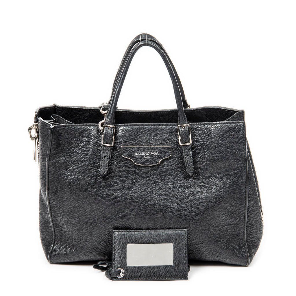 Shoulder Bag Mini Papier A4 Tote Black Grained Calfskin Leather