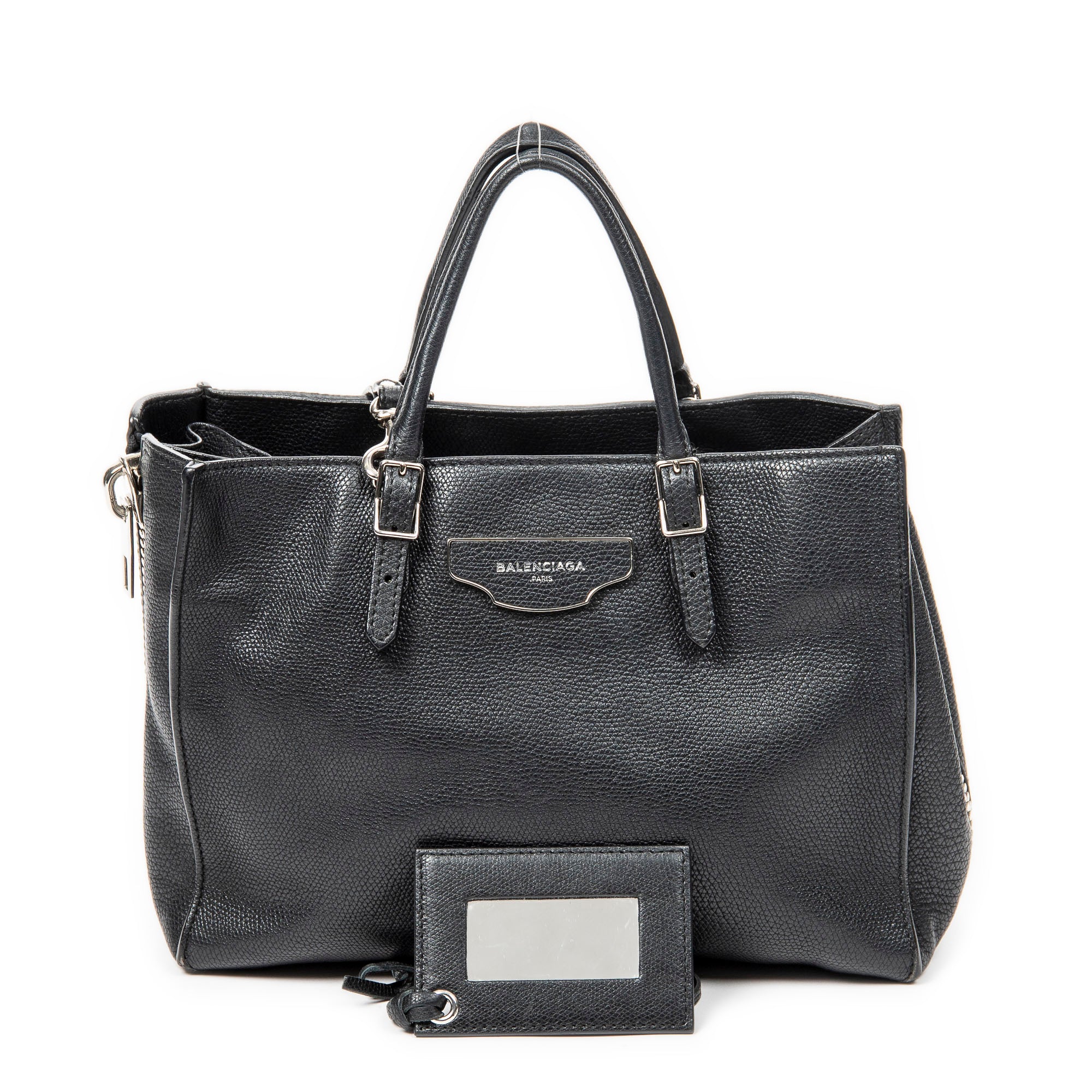 Shoulder Bag Mini Papier A4 Tote Black Grained Calfskin Leather