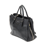 Shoulder Bag Mini Papier A4 Tote Black Grained Calfskin Leather