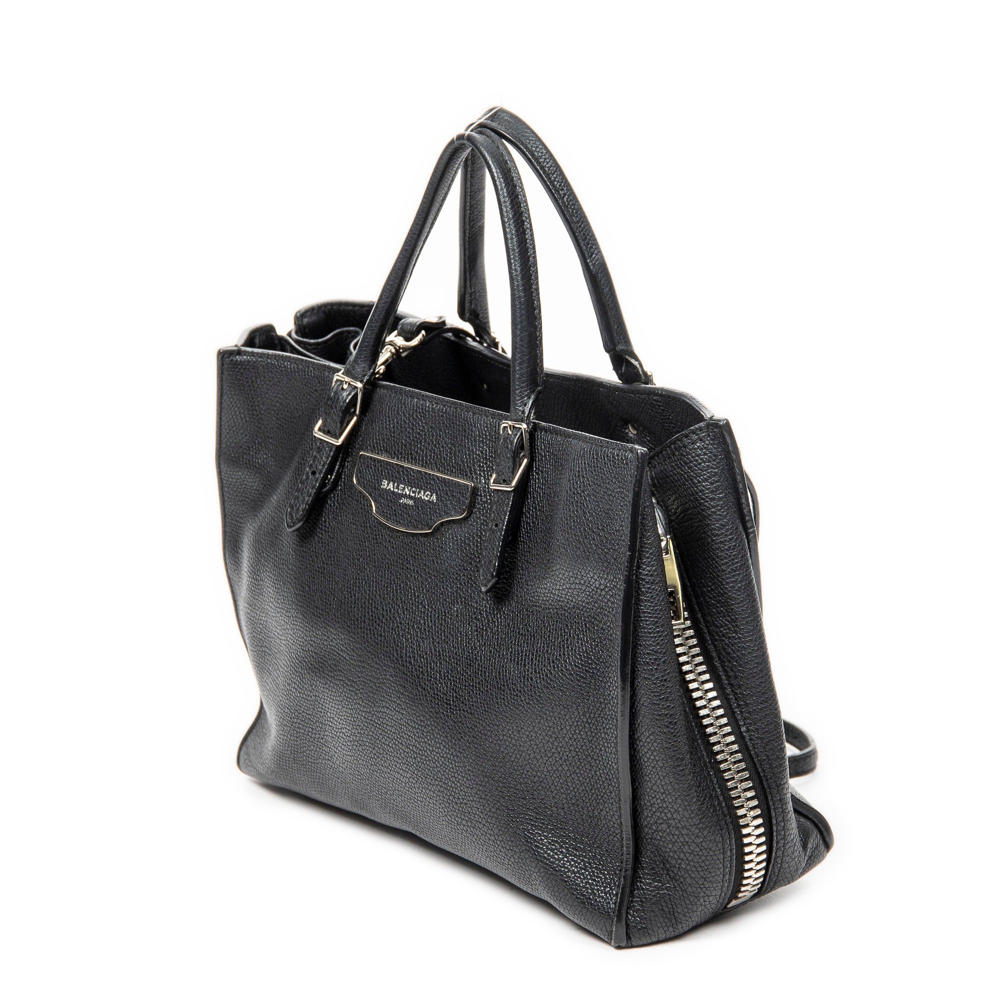 Shoulder Bag Mini Papier A4 Tote Black Grained Calfskin Leather