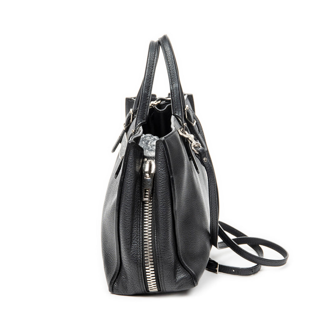 Shoulder Bag Mini Papier A4 Tote Black Grained Calfskin Leather