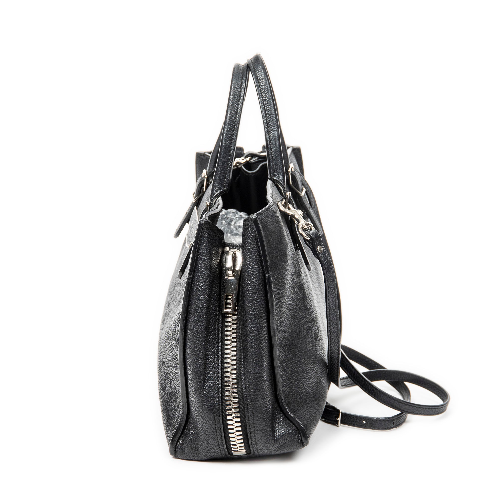 Shoulder Bag Mini Papier A4 Tote Black Grained Calfskin Leather