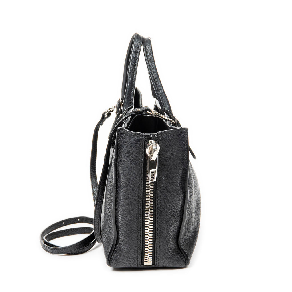 Shoulder Bag Mini Papier A4 Tote Black Grained Calfskin Leather