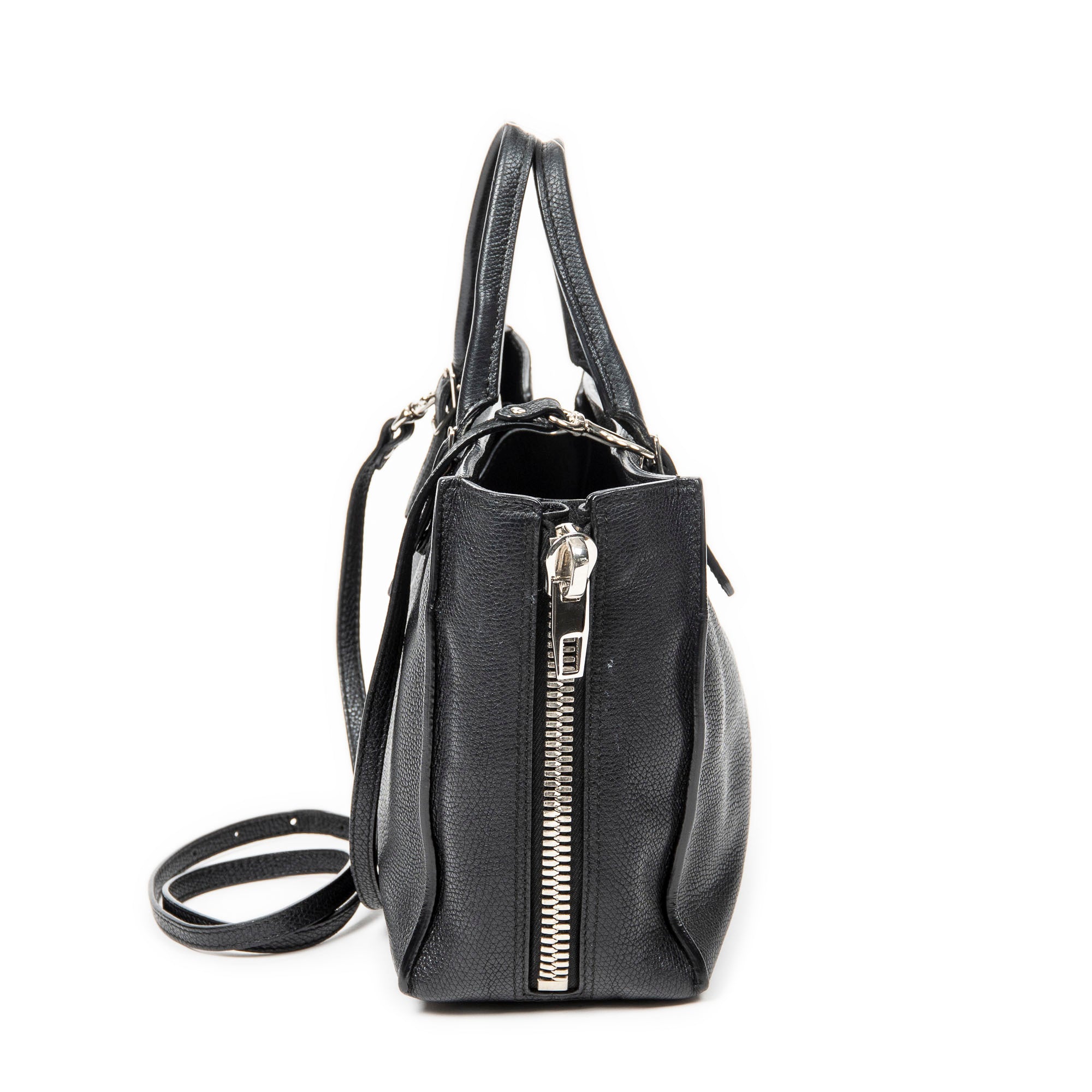 Shoulder Bag Mini Papier A4 Tote Black Grained Calfskin Leather