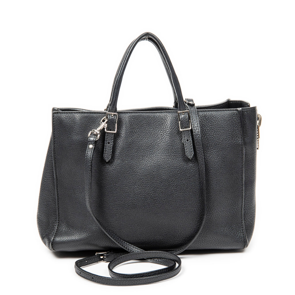 Shoulder Bag Mini Papier A4 Tote Black Grained Calfskin Leather