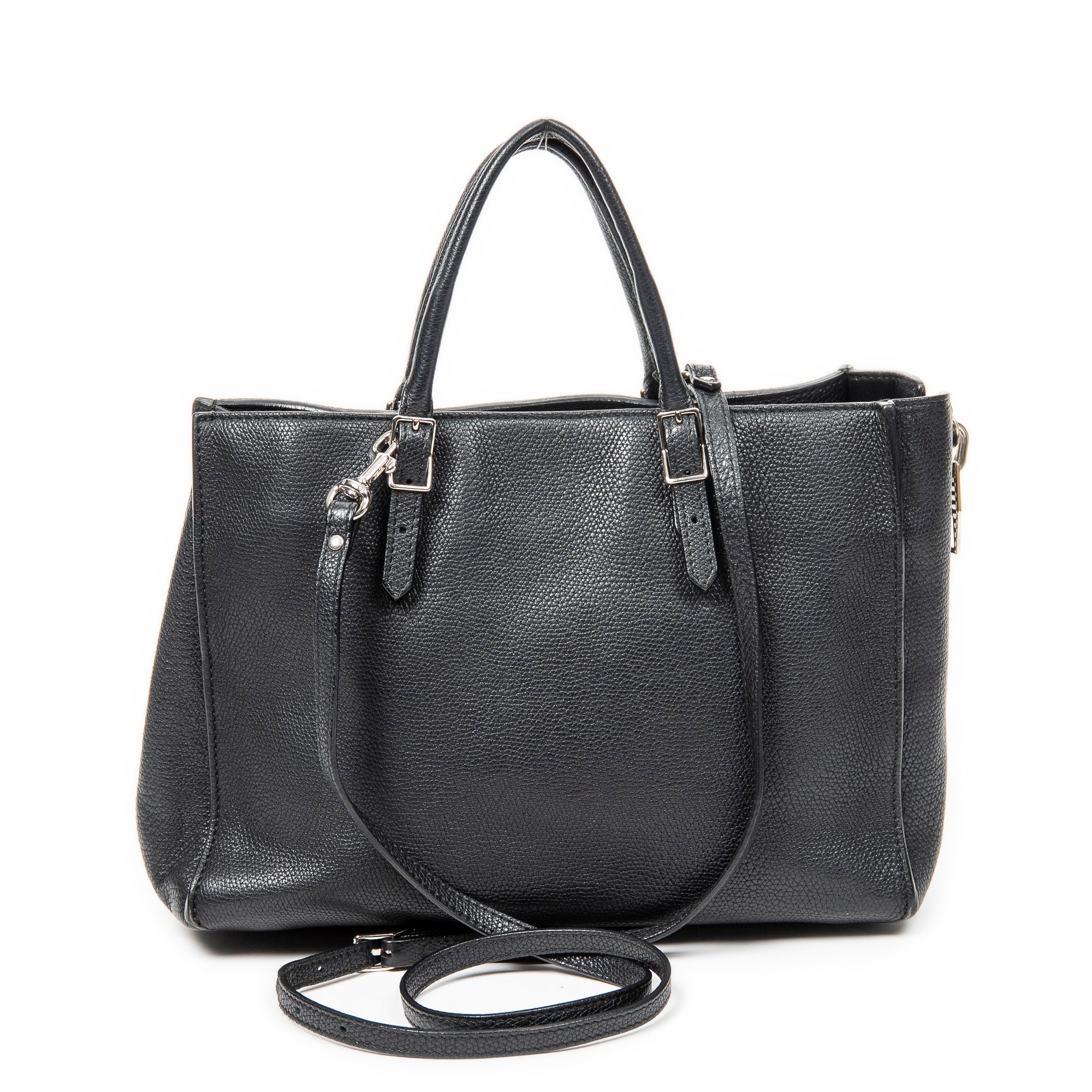 Shoulder Bag Mini Papier A4 Tote Black Grained Calfskin Leather