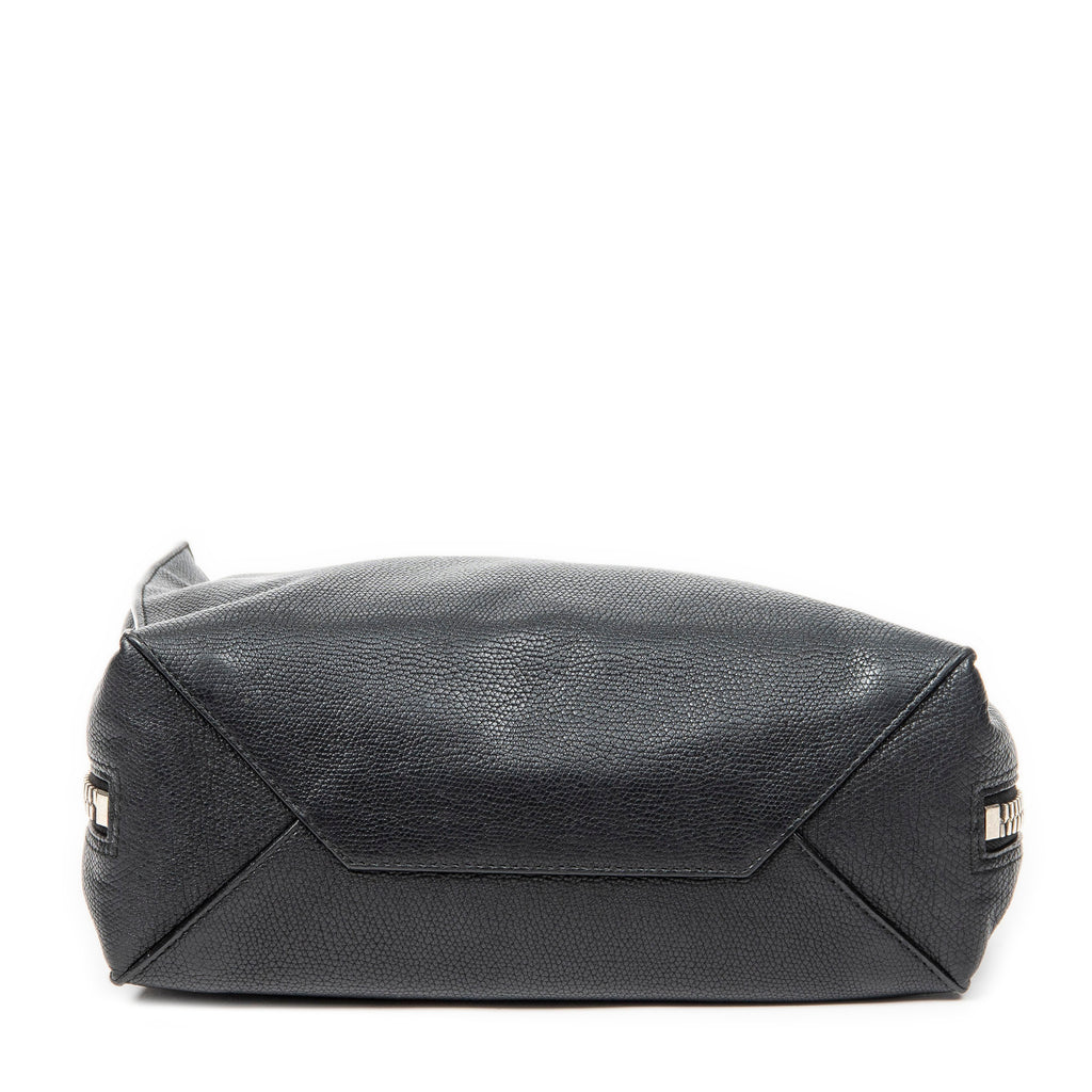 Shoulder Bag Mini Papier A4 Tote Black Grained Calfskin Leather