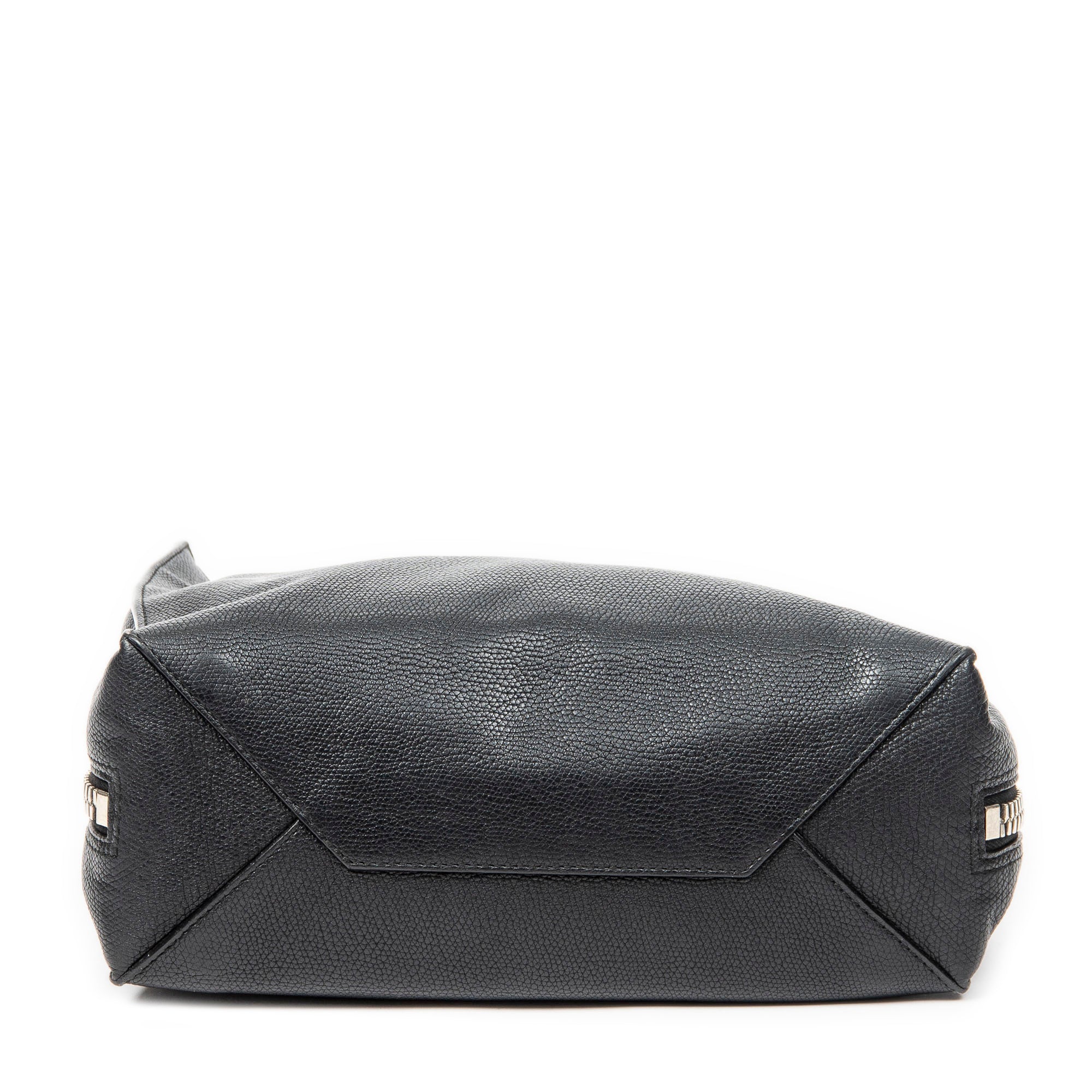 Shoulder Bag Mini Papier A4 Tote Black Grained Calfskin Leather
