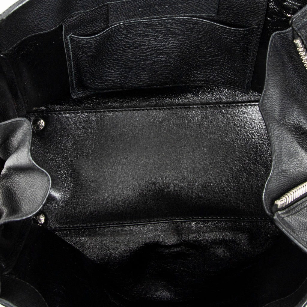 Shoulder Bag Mini Papier A4 Tote Black Grained Calfskin Leather