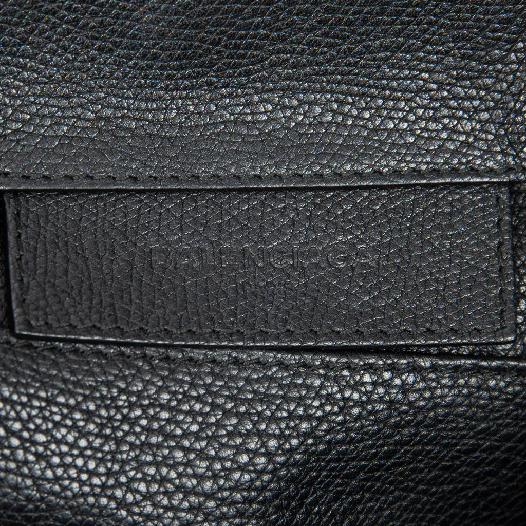 Shoulder Bag Mini Papier A4 Tote Black Grained Calfskin Leather