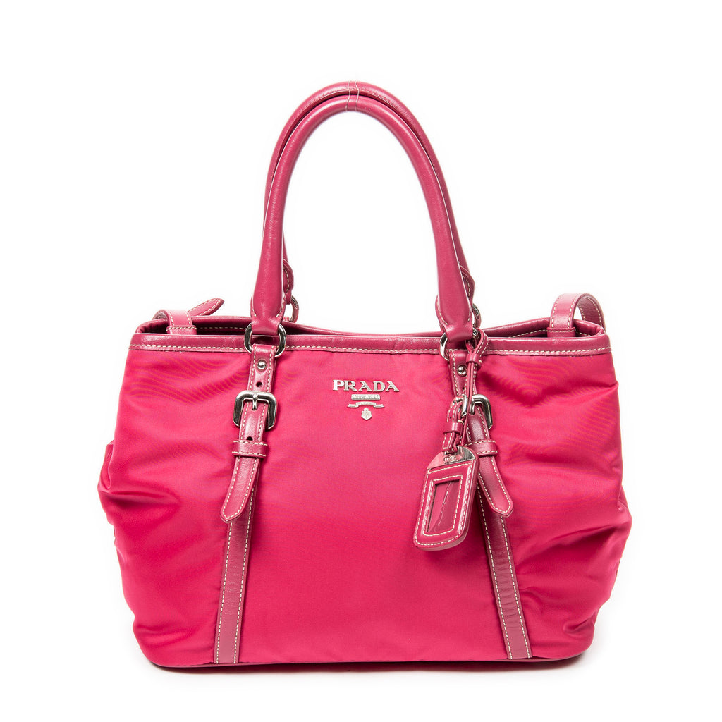 Shoulder Bag Open Tote Fuchsia Pink Nylon Canvas