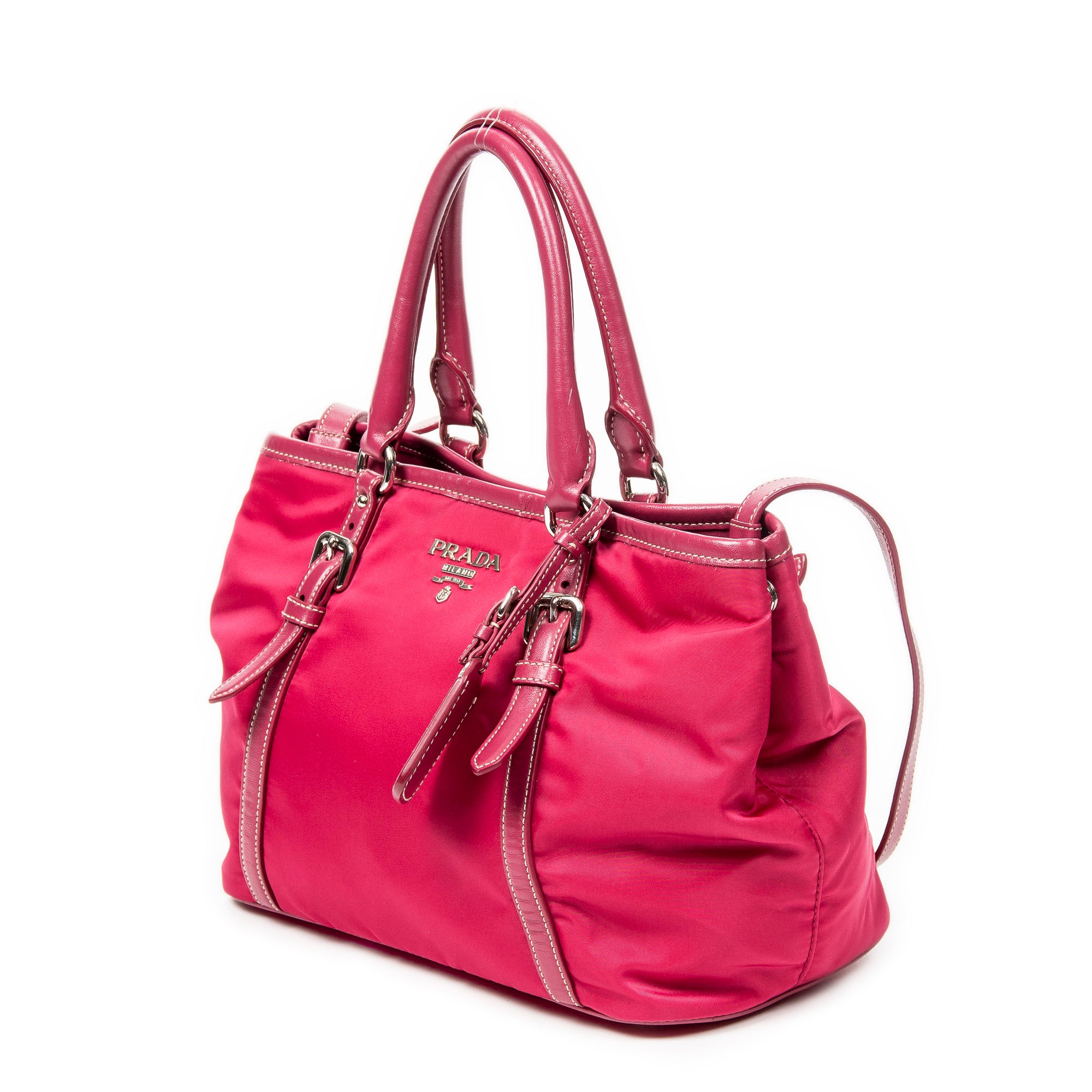 Shoulder Bag Open Tote Fuchsia Pink Nylon Canvas