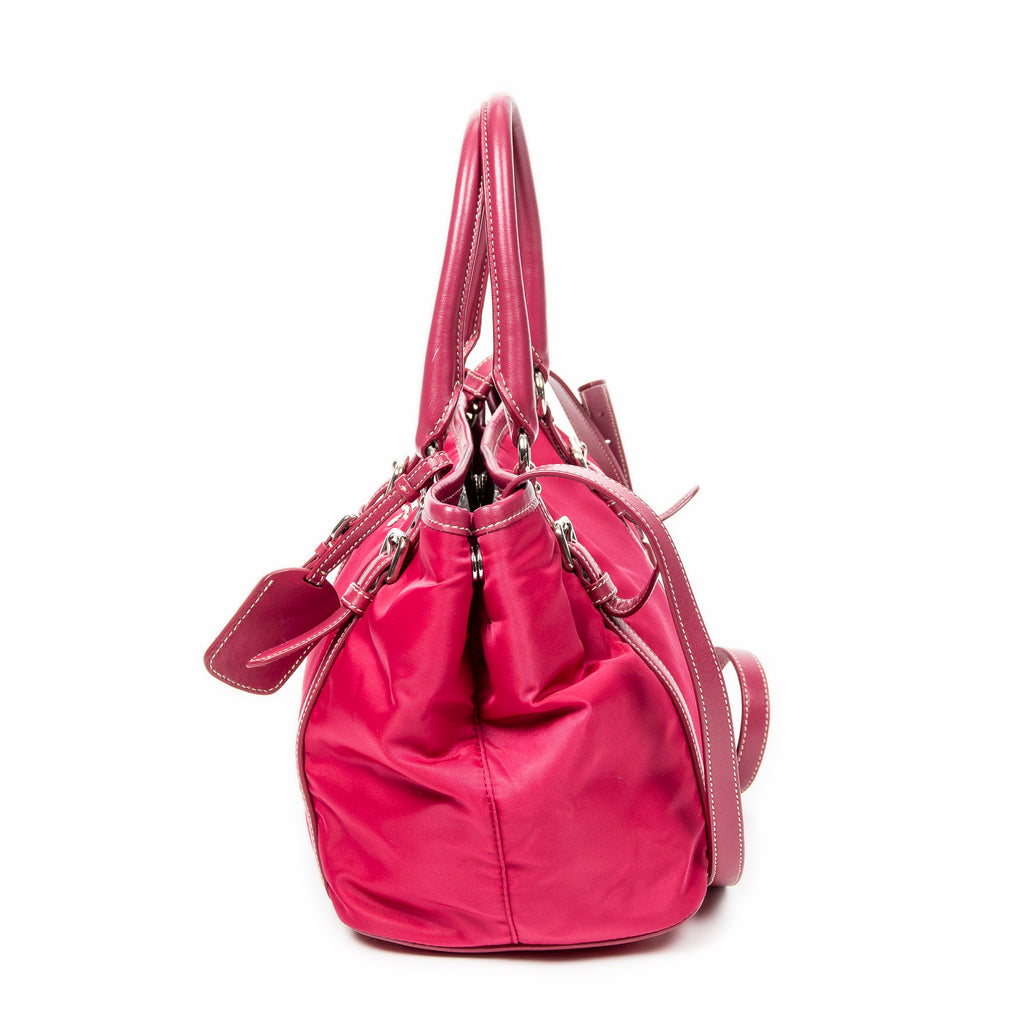 Shoulder Bag Open Tote Fuchsia Pink Nylon Canvas