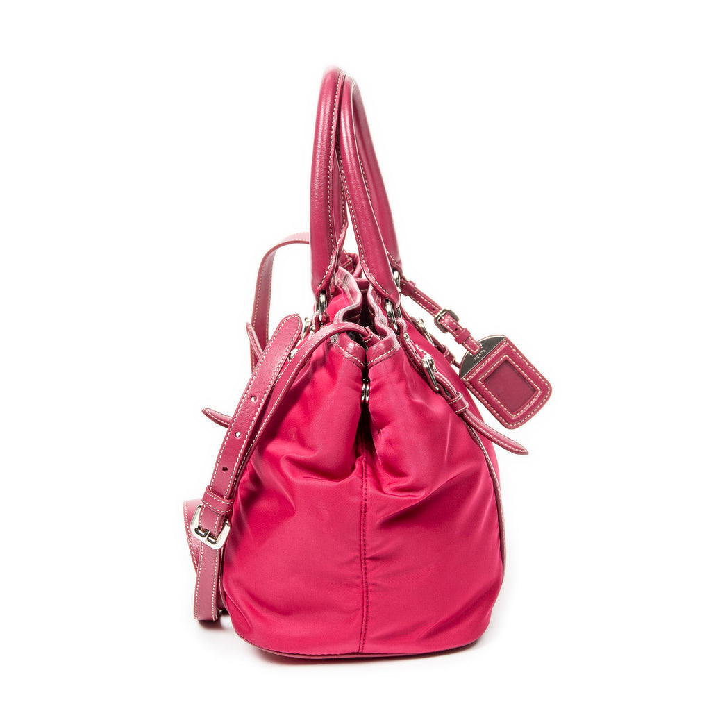 Shoulder Bag Open Tote Fuchsia Pink Nylon Canvas
