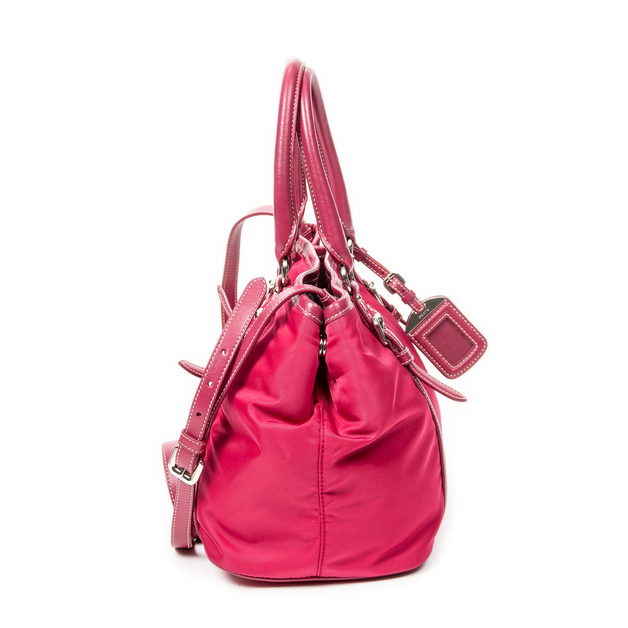 Shoulder Bag Open Tote Fuchsia Pink Nylon Canvas