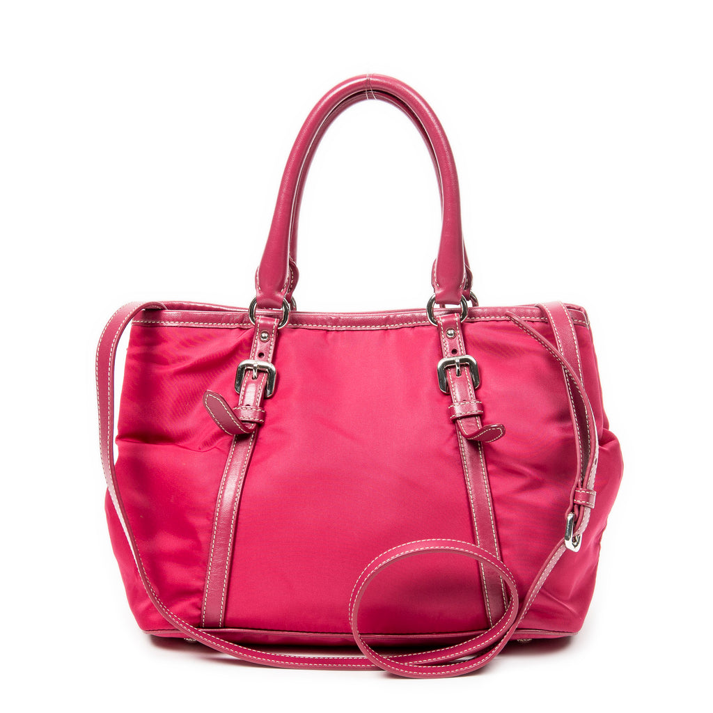 Shoulder Bag Open Tote Fuchsia Pink Nylon Canvas