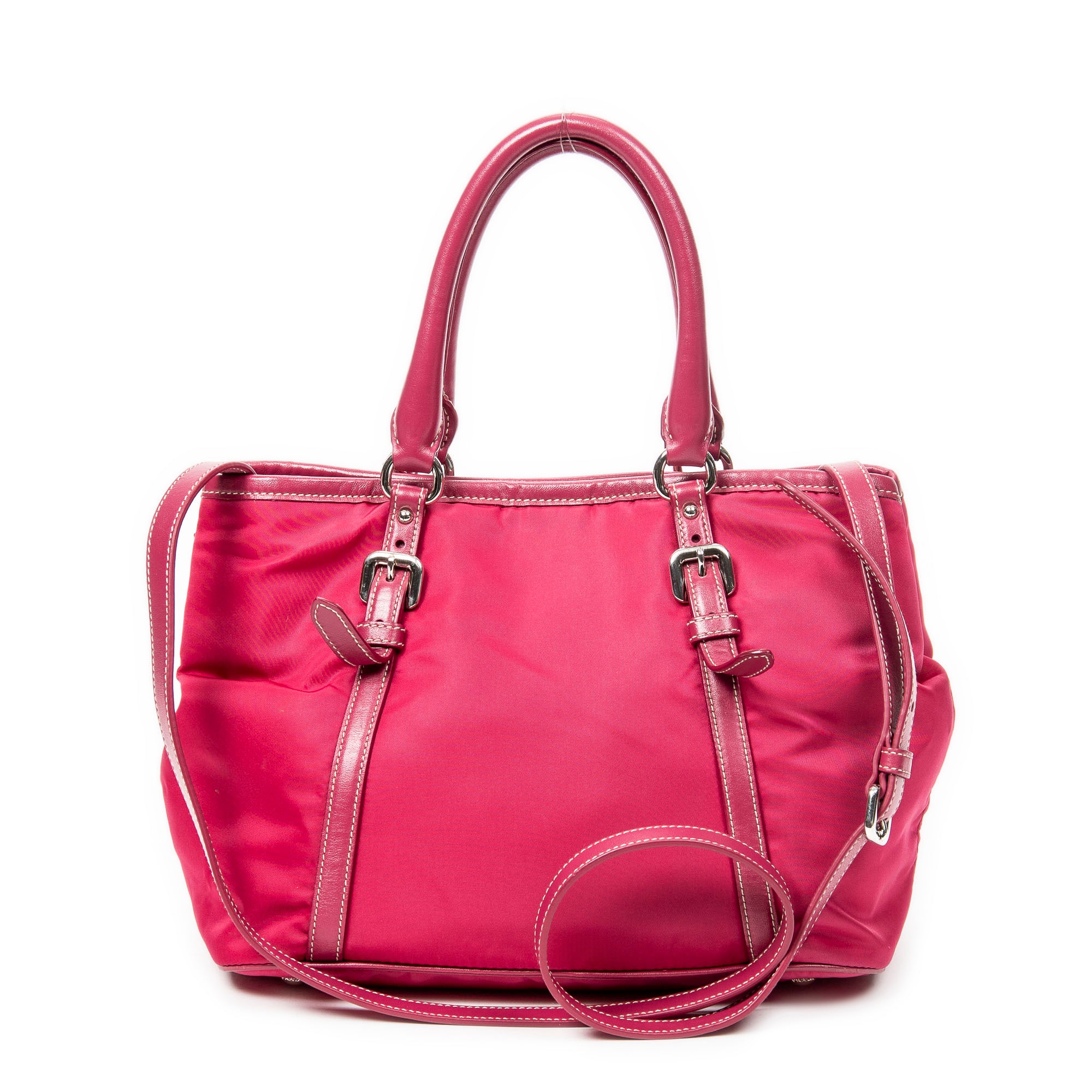 Shoulder Bag Open Tote Fuchsia Pink Nylon Canvas