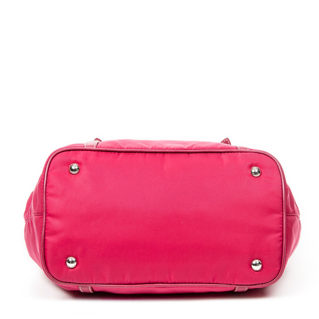 Shoulder Bag Open Tote Fuchsia Pink Nylon Canvas