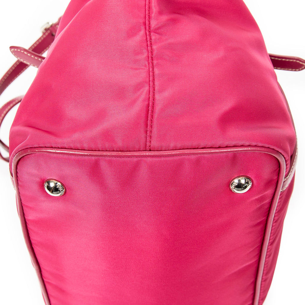 Shoulder Bag Open Tote Fuchsia Pink Nylon Canvas