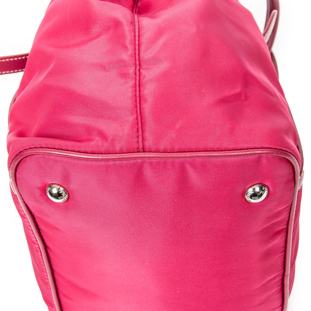 Shoulder Bag Open Tote Fuchsia Pink Nylon Canvas