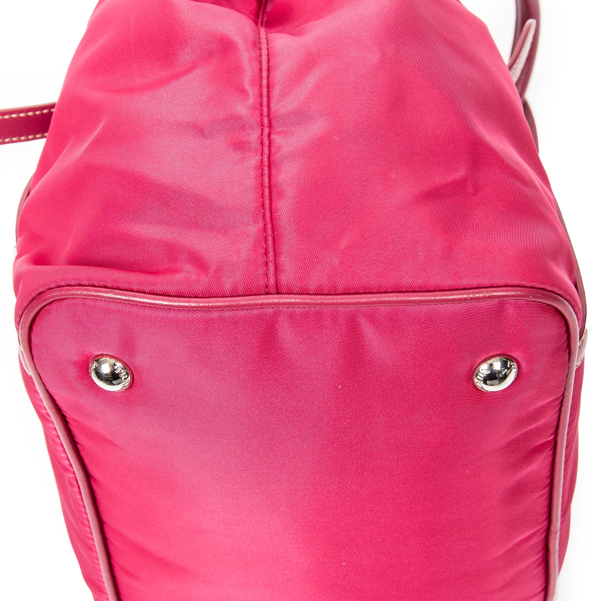Shoulder Bag Open Tote Fuchsia Pink Nylon Canvas
