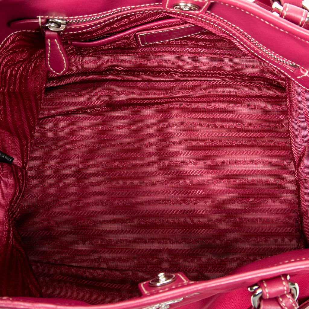 Shoulder Bag Open Tote Fuchsia Pink Nylon Canvas