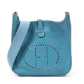 Sac bandoulière Evelyne II GM cuir Clémence Bleu Jean