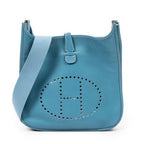 Sac bandoulière Evelyne II GM cuir Clémence Bleu Jean