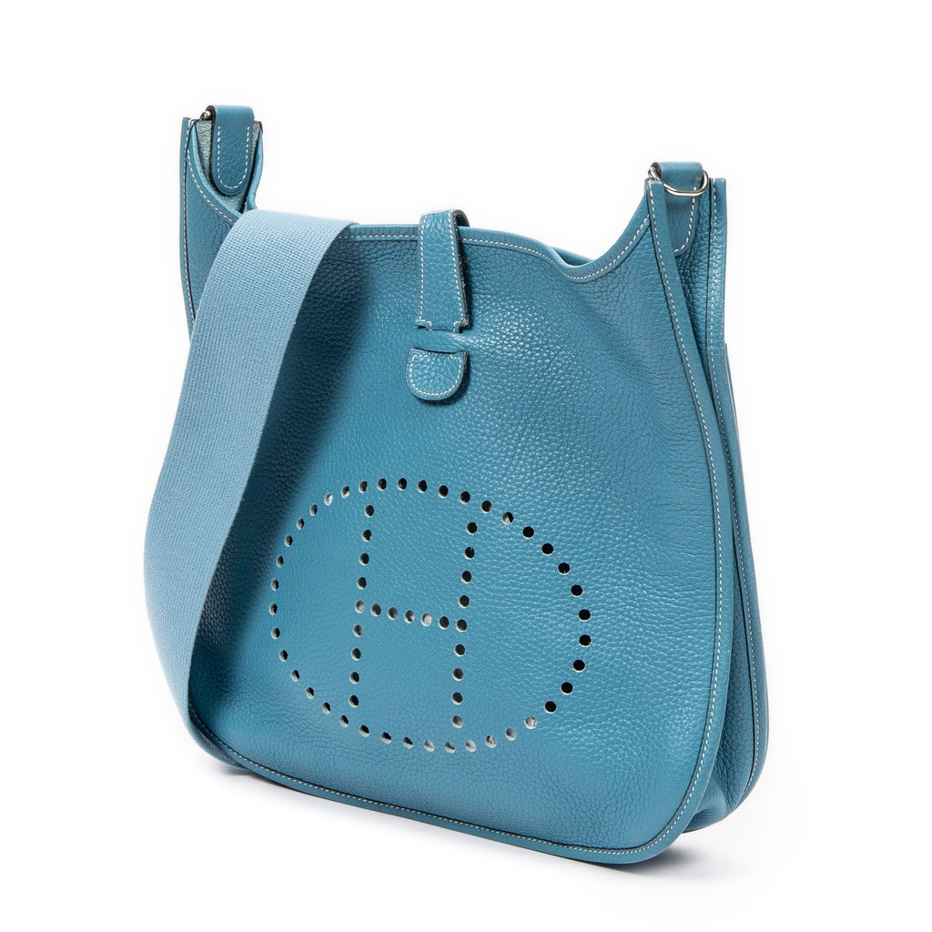 Sac bandoulière Evelyne II GM cuir Clémence Bleu Jean