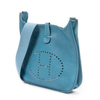 Sac bandoulière Evelyne II GM cuir Clémence Bleu Jean