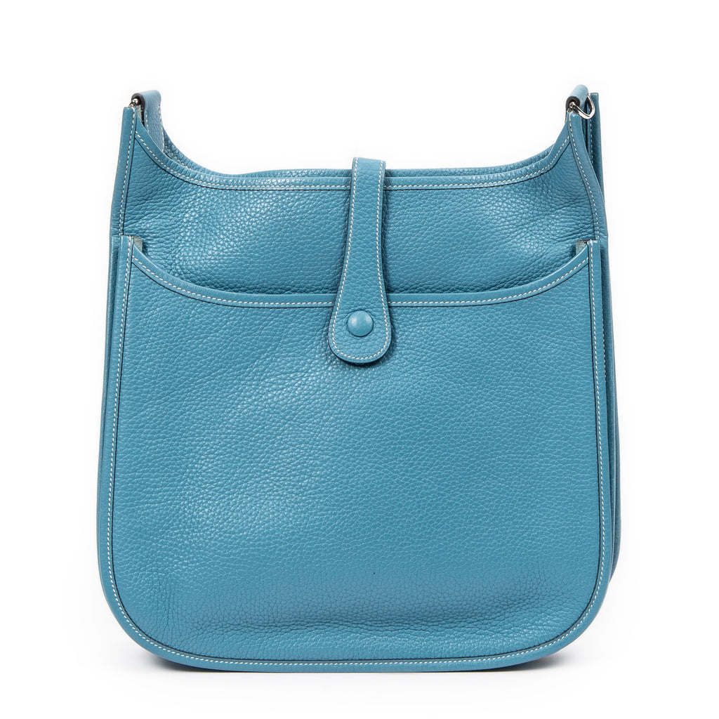Sac bandoulière Evelyne II GM cuir Clémence Bleu Jean