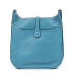 Sac bandoulière Evelyne II GM cuir Clémence Bleu Jean