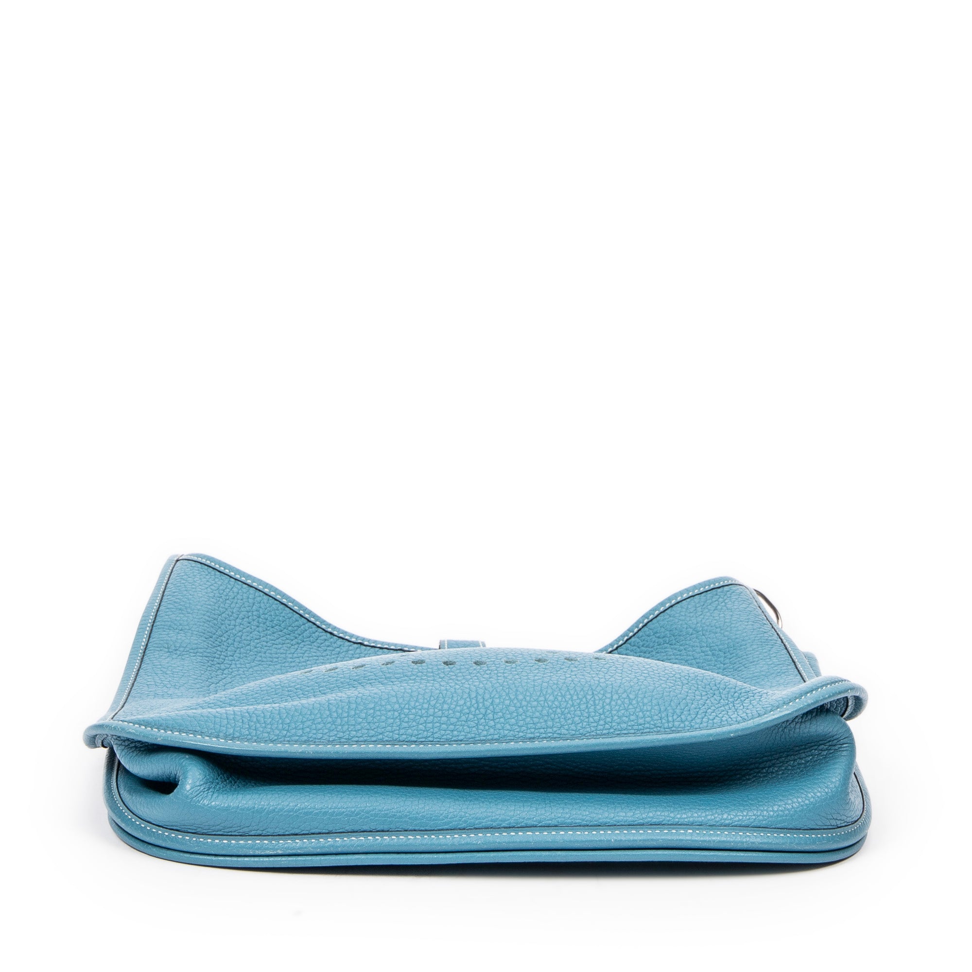Sac bandoulière Evelyne II GM cuir Clémence Bleu Jean