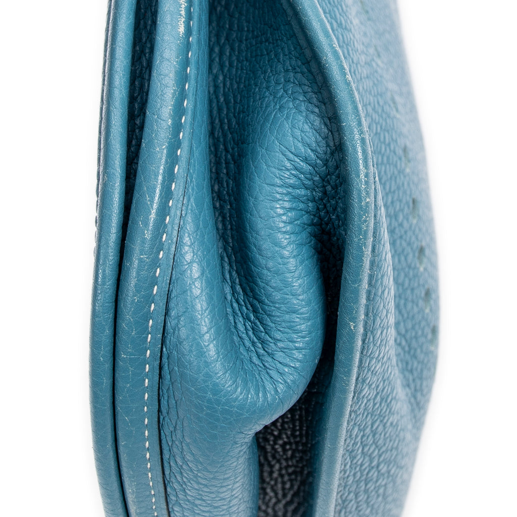 Sac bandoulière Evelyne II GM cuir Clémence Bleu Jean