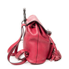 Shoulder Bag Small Bamboo Tassel Backpack Magenta Grained Leather