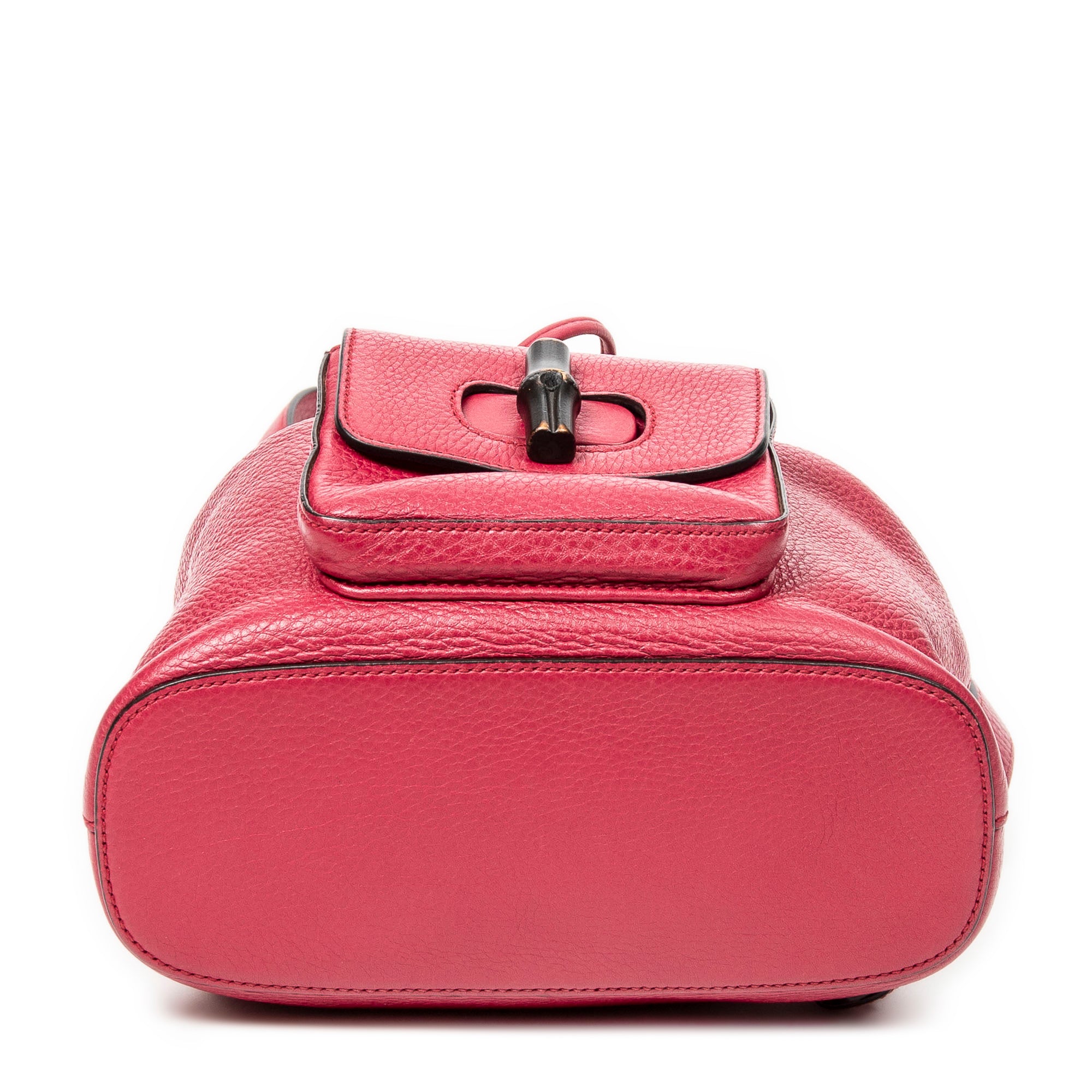 Shoulder Bag Small Bamboo Tassel Backpack Magenta Grained Leather