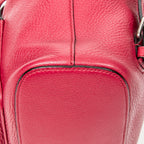 Shoulder Bag Small Bamboo Tassel Backpack Magenta Grained Leather