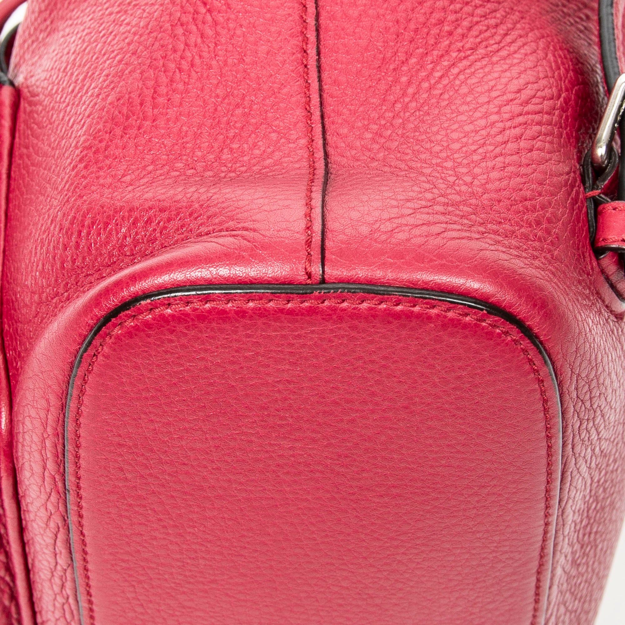 Shoulder Bag Small Bamboo Tassel Backpack Magenta Grained Leather