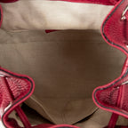 Shoulder Bag Small Bamboo Tassel Backpack Magenta Grained Leather