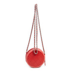 Shoulder Bag Color Pop Round Clutch with Chain Red Quilted Lambskin Leather