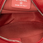 Shoulder Bag Color Pop Round Clutch with Chain Red Quilted Lambskin Leather